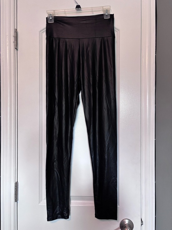 Material Girl Pants - Material Girl Faux Leather Leggings Black High Waist Y2K Chic Size Medium